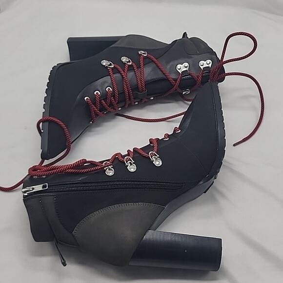 STEVE MADDEN KAREY ANKLE BOOTS BLACK SUEDE ZIP CLOSURE LACE-UPS 10 NWOB - Picture 11 of 16